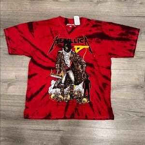 Metallica So I Dub Thee Unforgiven Black Red Tye Dye Band Tee Men’s Size Large